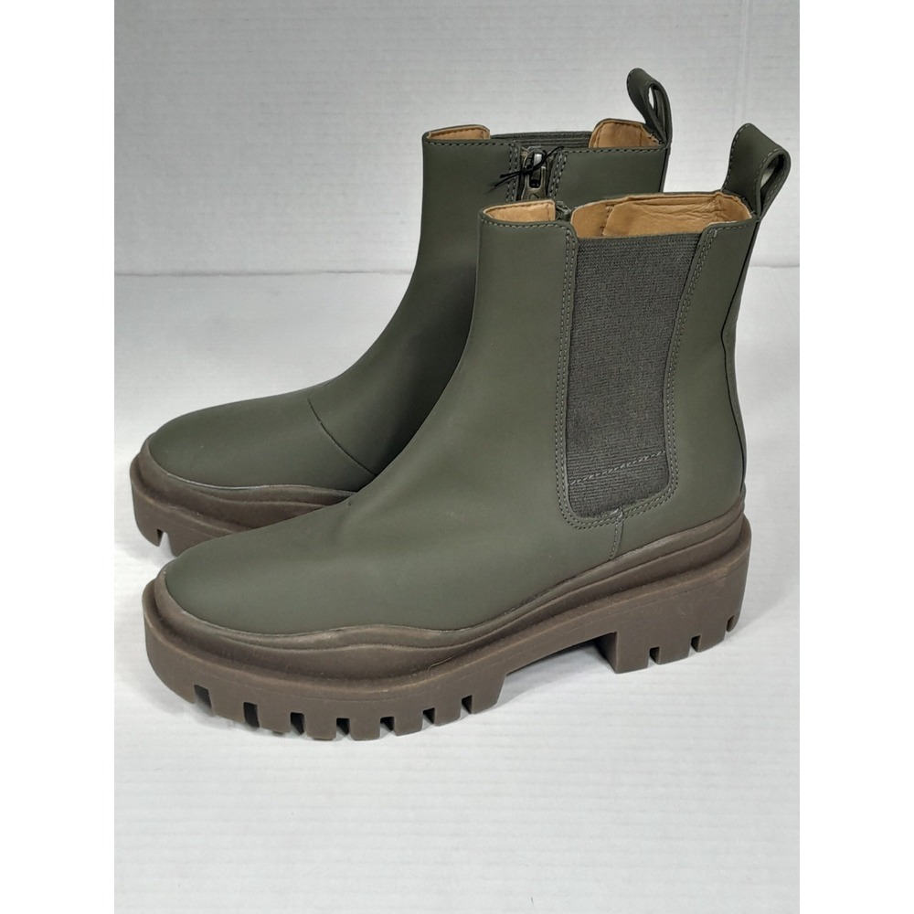 Vionic Karsen Lugged Sole Chelsea Boots Waterproof Bootie Shoes Women Sz 5 Green - Picture 14 of 15